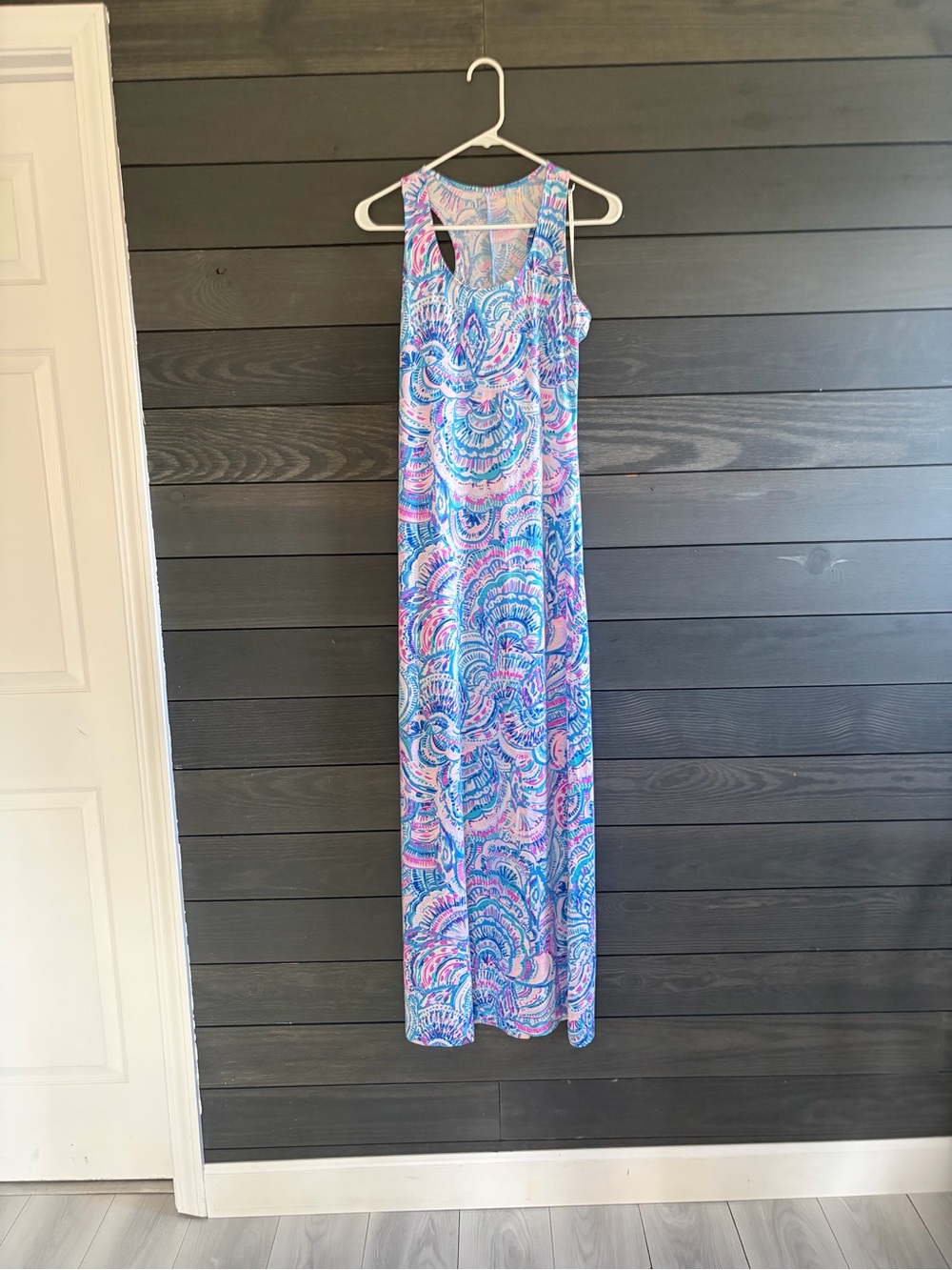 Lilly Pulitzer Blue & Pink Printed Racerback Maxi Dress